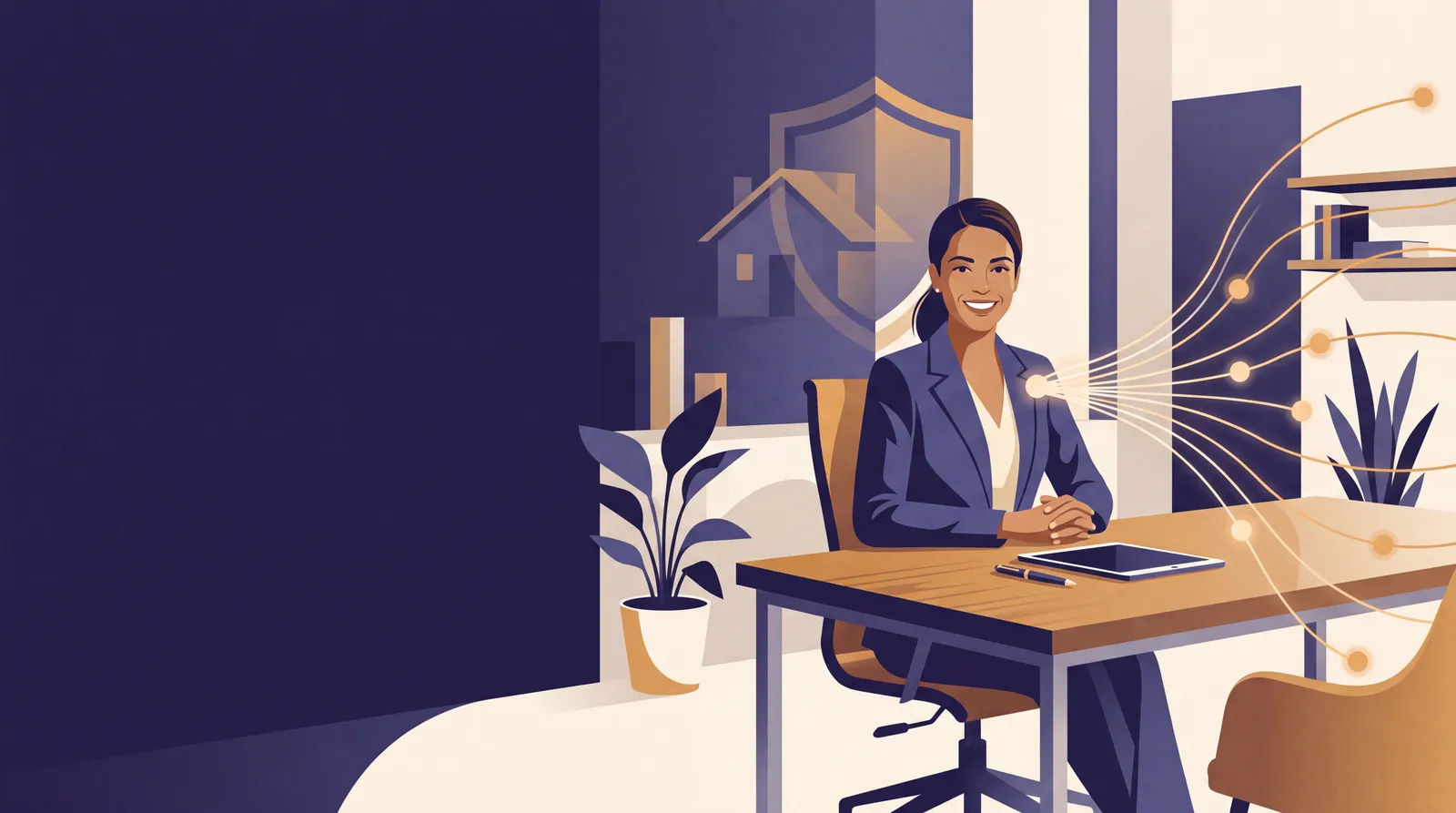 Illustration of a licensed agent at their desk receiving new client quote requests