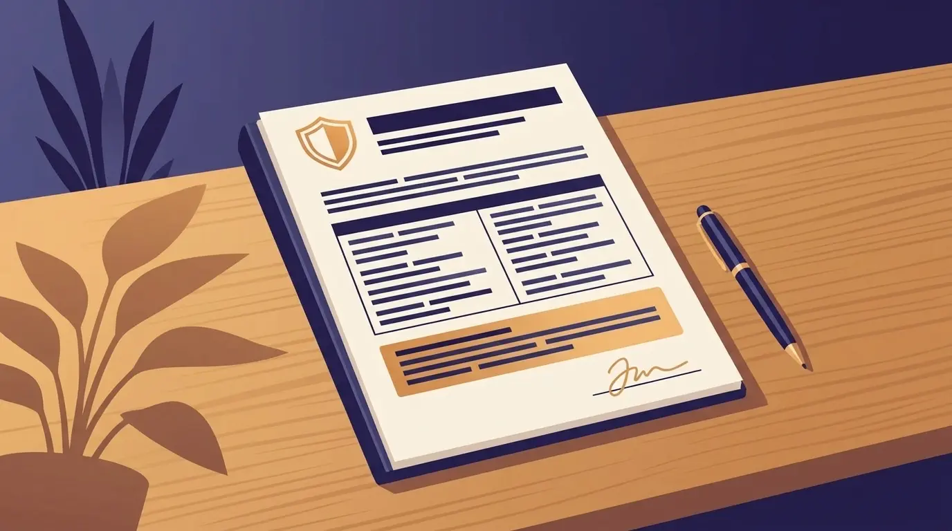 Illustrated example of an insurance binder document: insurer header, coverage table, highlighted mortgagee clause block, and signature line